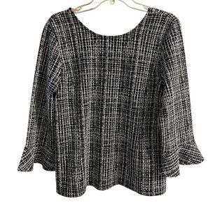 Talbots Black and White Checkered Blouse large NWT